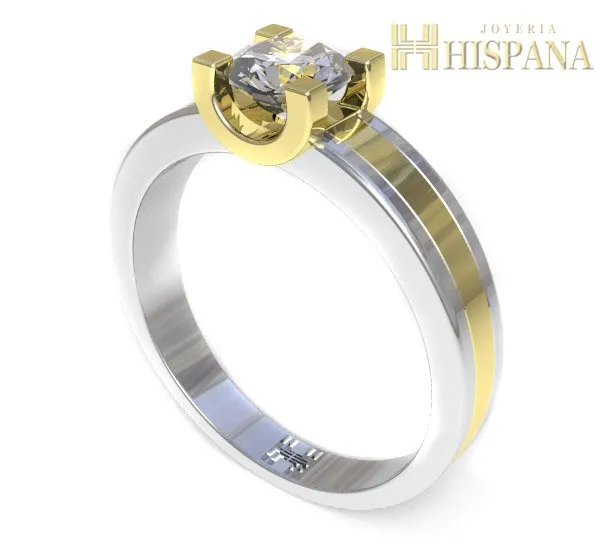 Anillo de compromiso AC003, centro amarillo
