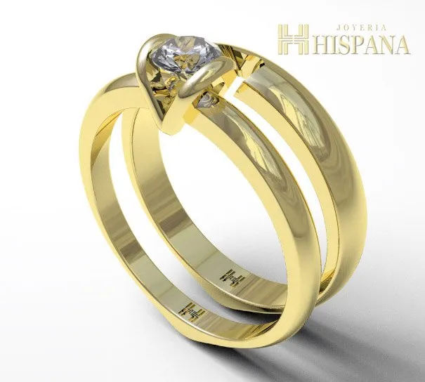 Anillo de compromiso AC004, oro amarillo