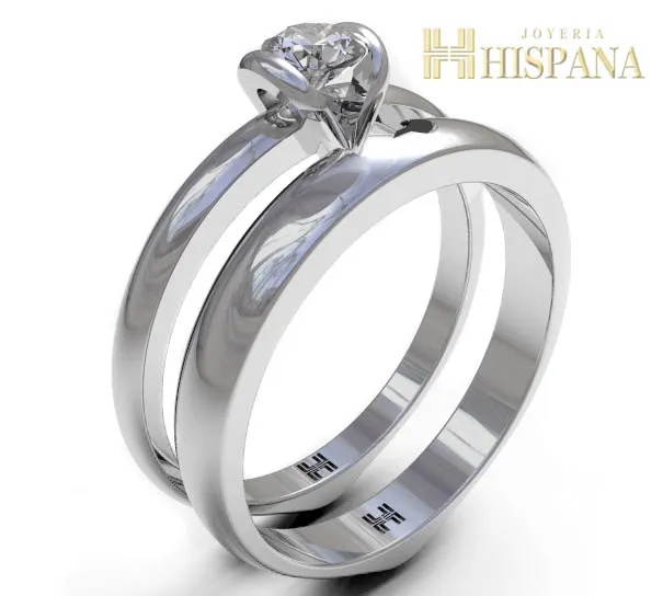 Anillo de compromiso AC004, oro blanco