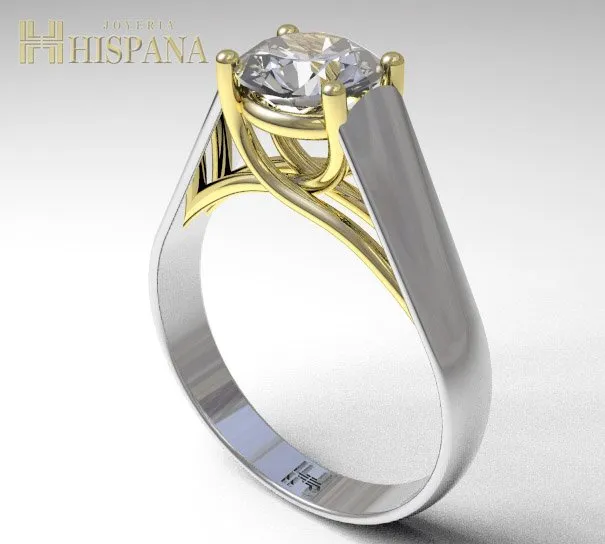 Anillo de compromiso AC005, aro blanco