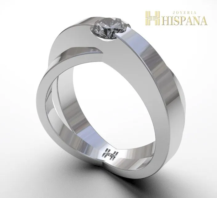 Anillo de compromiso AC008, oro blanco