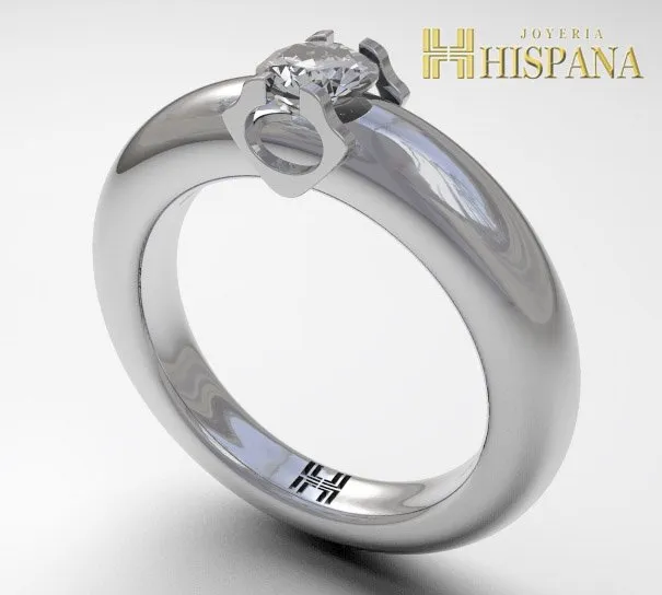 Anillo de compromiso AC009, oro blanco