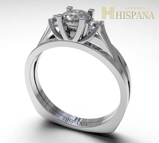 Anillo de compromiso AC011, oro blanco
