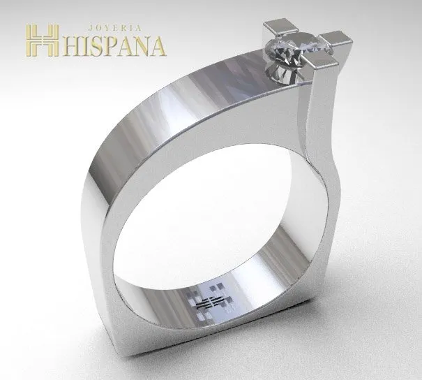Anillo de compromiso AC014, oro blanco