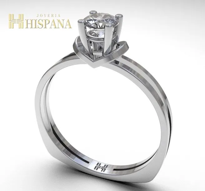 Anillo de compromiso AC017, oro blanco