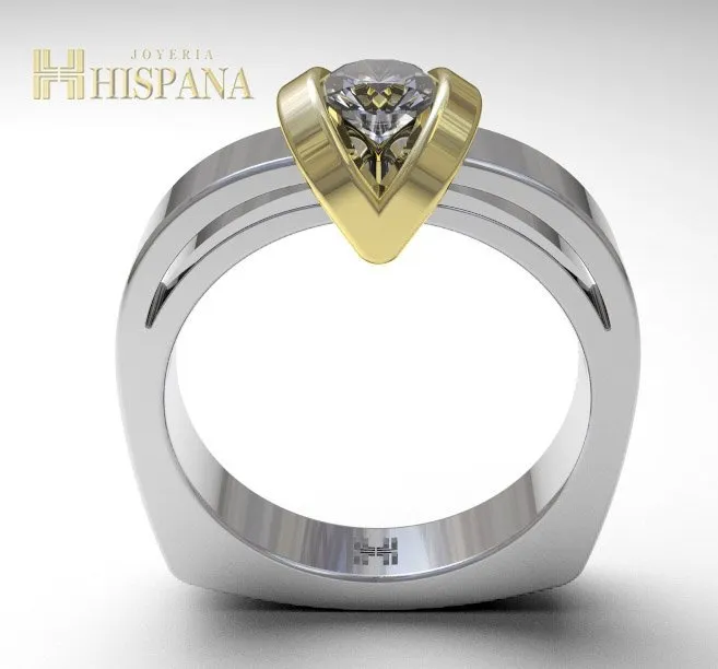 Anillo de compromiso AC018, aro blanco