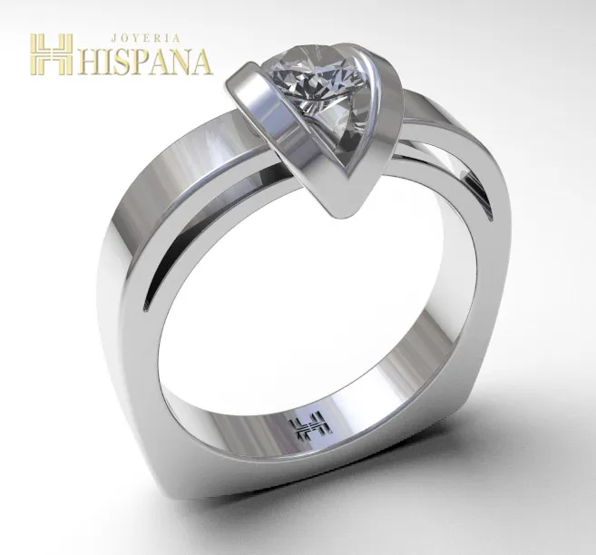 Anillo de compromiso AC018, oro blanco