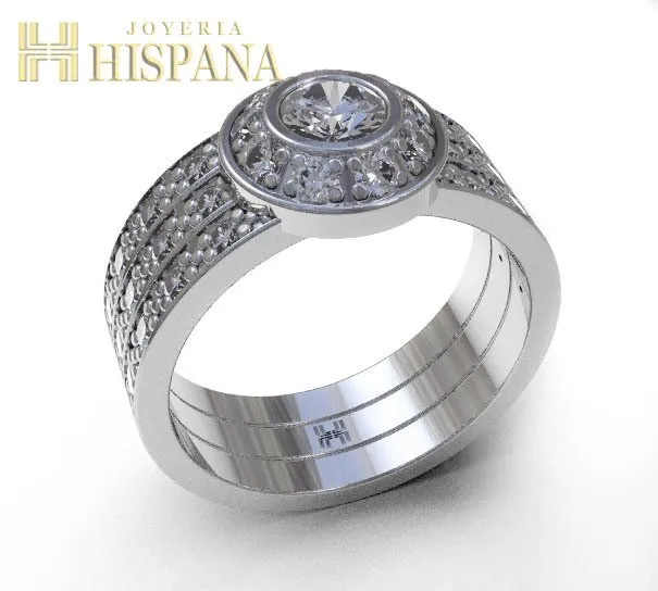 Anillo de compromiso AC022, oro blanco