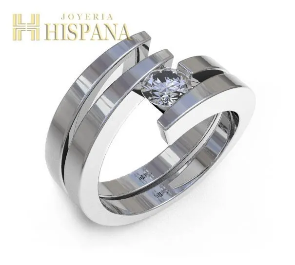 Anillo de compromiso AC023, oro blanco