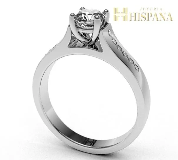 Anillo de compromiso AC025, oro blanco