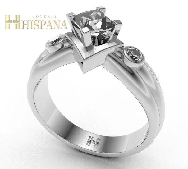 Anillo de compromiso AC030, oro blanco