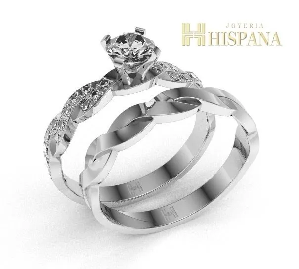 Anillo de compromiso AC031, oro blanco