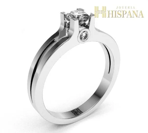 Anillo de compromiso AC032, oro blanco