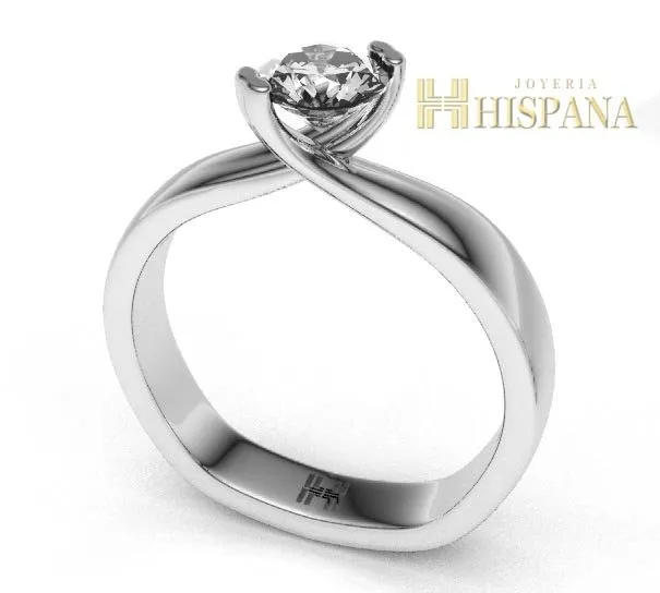 Anillo de compromiso AC040, oro blanco