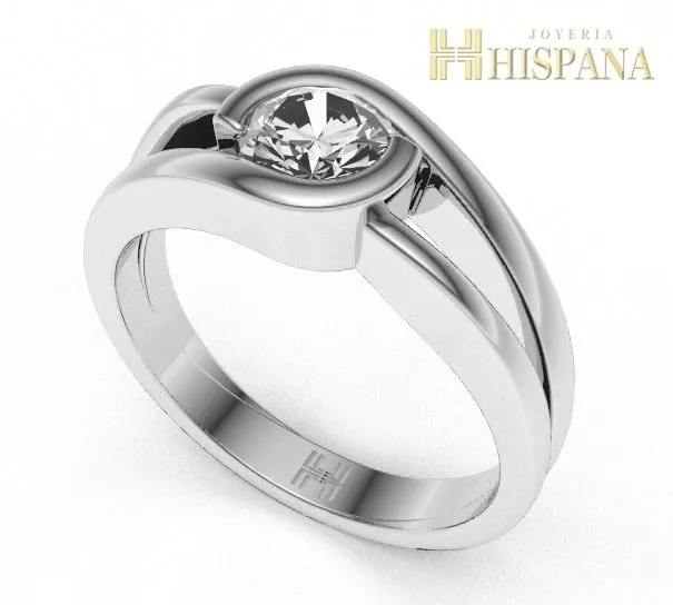Anillo de compromiso AC042, oro blanco